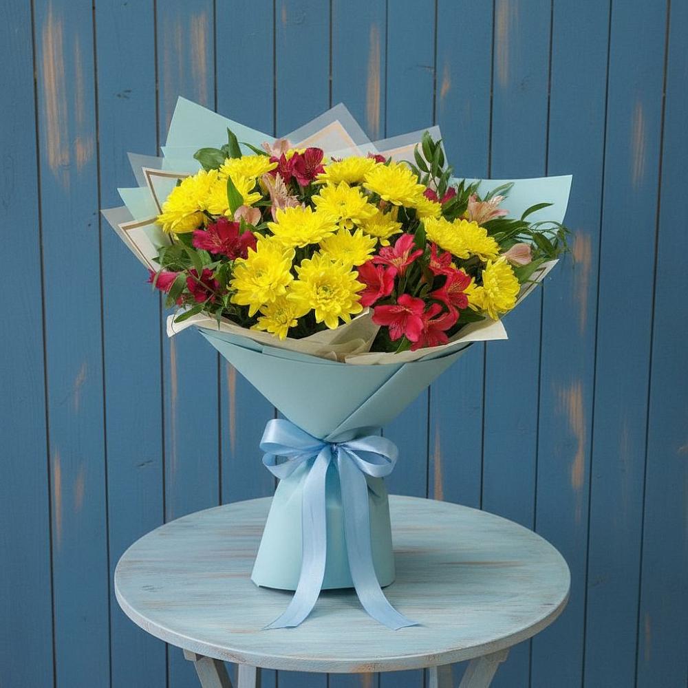 Букет цветов из: Альстромерии и Хризантемы в Кингисеппе