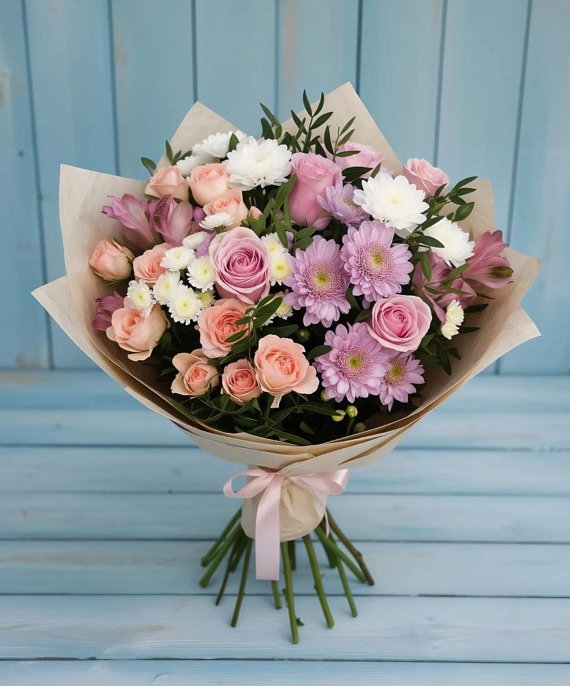 Букет цветов из: Хризантемы, Розы и Альстромерии в Кингисеппе