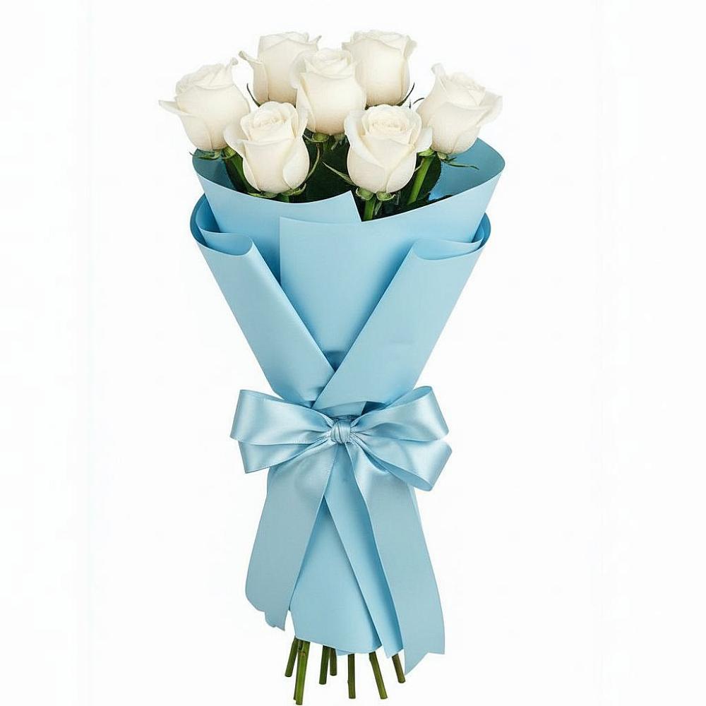 Букет 7 белых роз Проуд в Кингисеппе