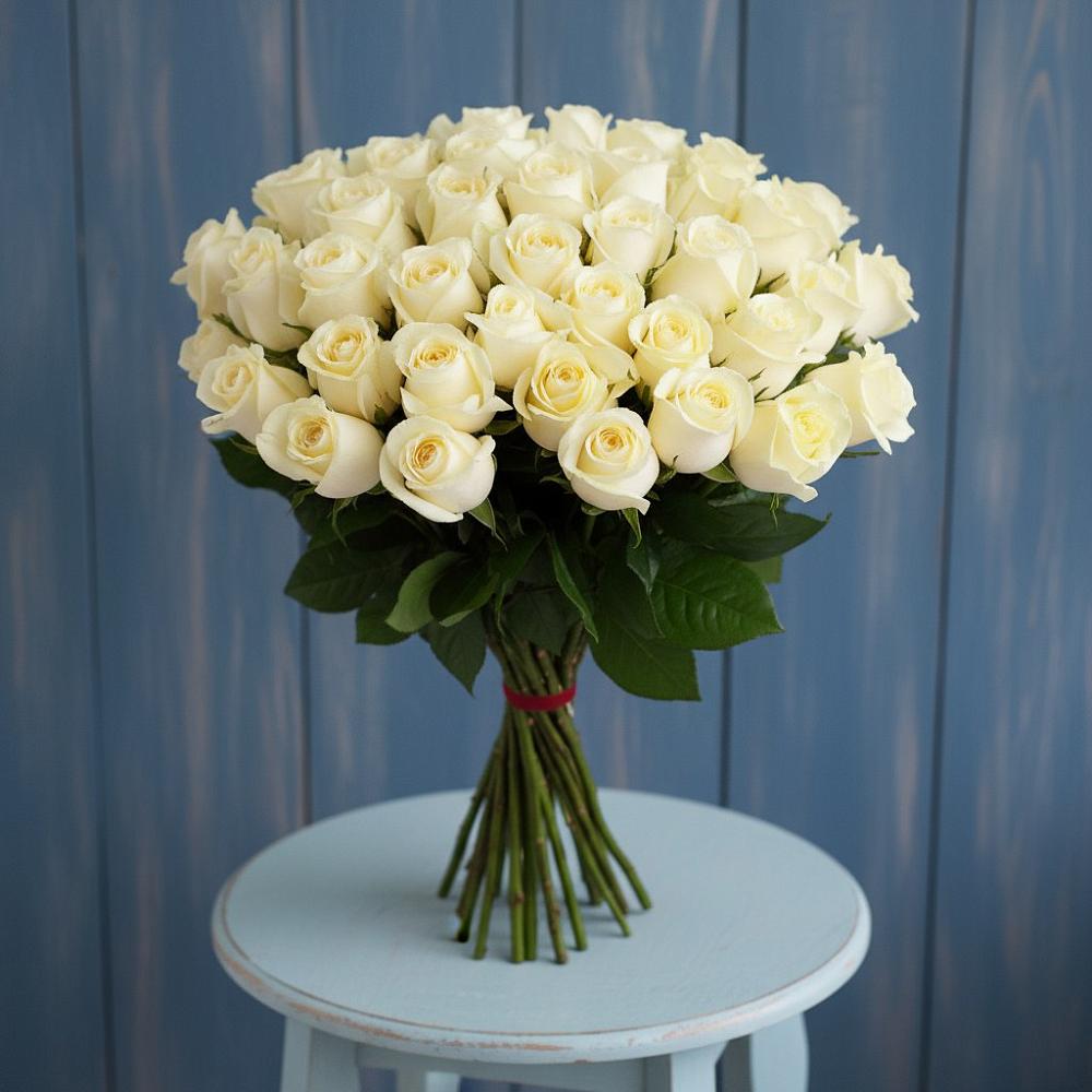 Букет 51 Белая роза Эдлесс Лав в Кингисеппе