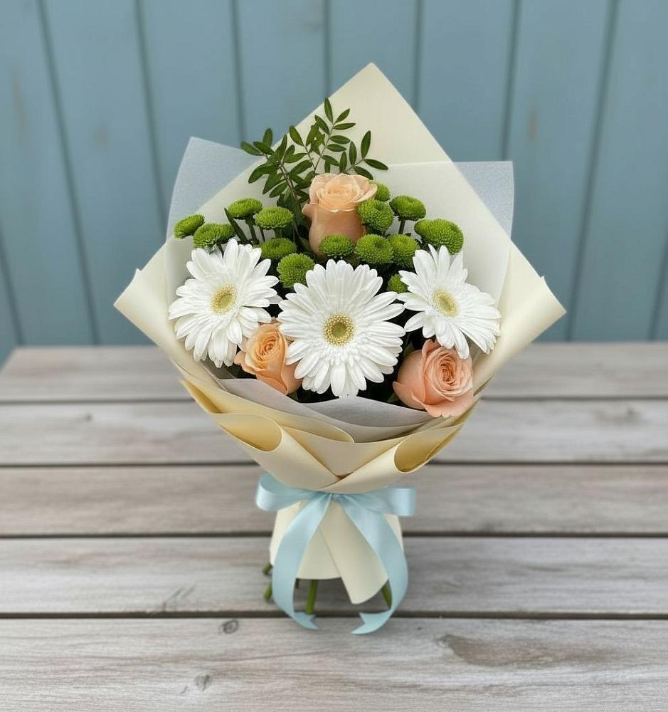 Букет цветов из: Герберы, Розы и Хризантемы в Кингисеппе