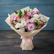 Букет цветов из:  Хризантемы, Альстромерии и Розы в Кингисеппе