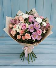 Букет цветов из:  Хризантемы, Розы и Альстромерии в Кингисеппе